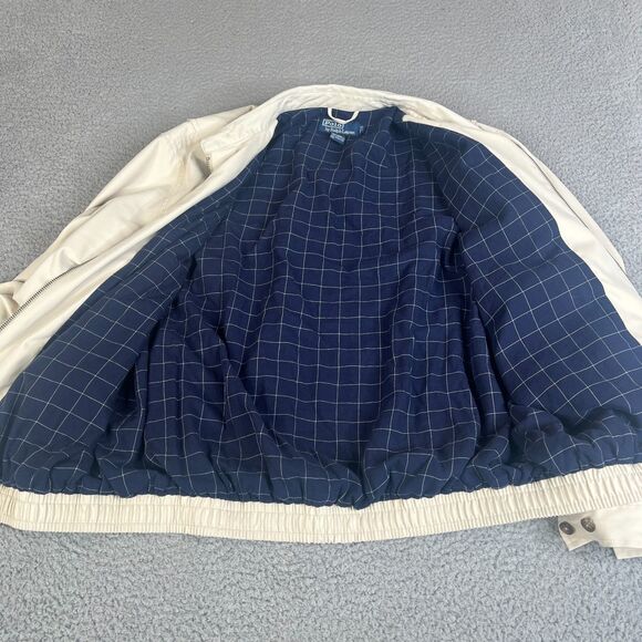 VTG Polo Ralph Lauren Jacket Large Tan Full Up Plaid Lined Bi Swing Windbreaker - Picture 7 of 13